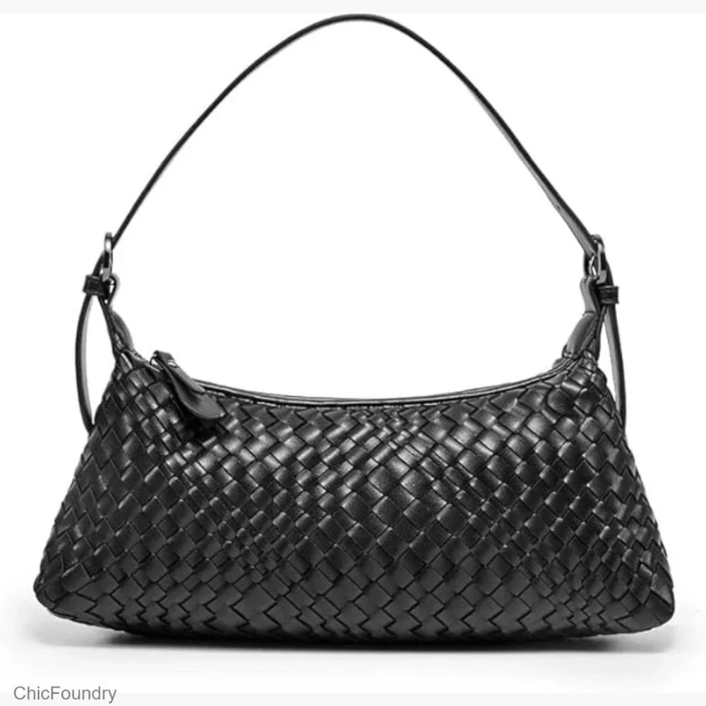 Woven Vegan Leather Crossbody Bag, 5-in-1 Versatile Styles, Compact Tote Hobo